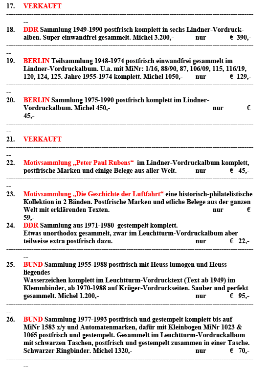 Sonderangebote Briefmarken