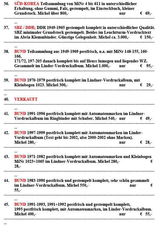 Sonderangebote Briefmarken