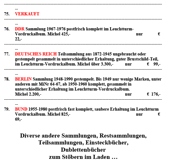 Sonderangebote Briefmarken